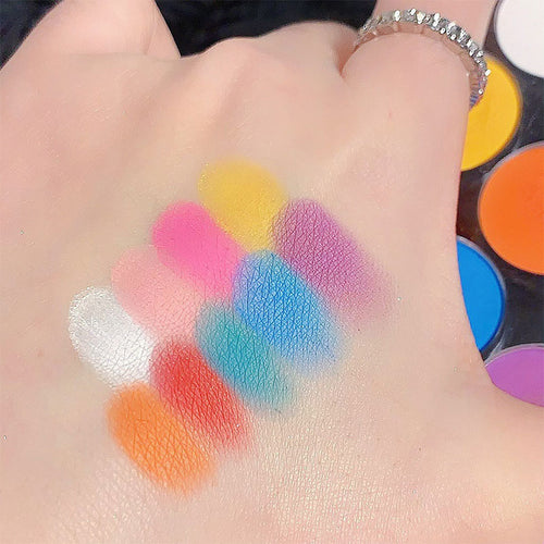 9-Color Rainbow Shimmer Eyeshadow Palette for Stage Makeup